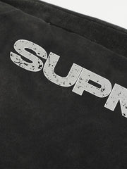 Street Washed Mottled Rivet Letter Print Baggy Sweatpants 