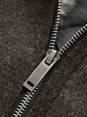 Faux-Fur Collar Thick-Lined Stand-Collar Jacket