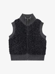 Fluffy Ribbed Zip Knit Vest