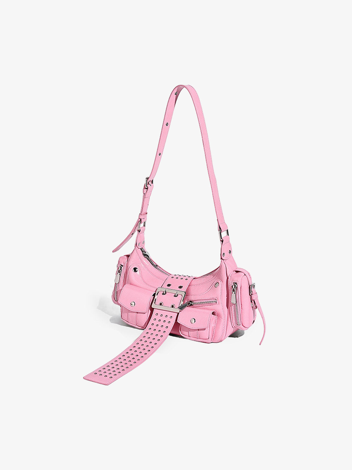 Studded Belt Buckle Shoulder Bag