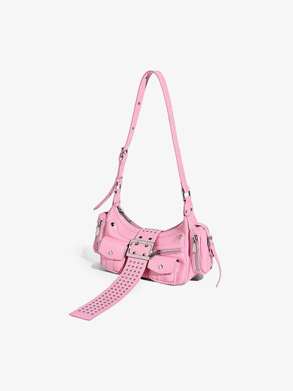 Studded Belt Buckle Shoulder Bag