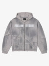 Spray-Dyed Paneled Distressed Zip Hoodie