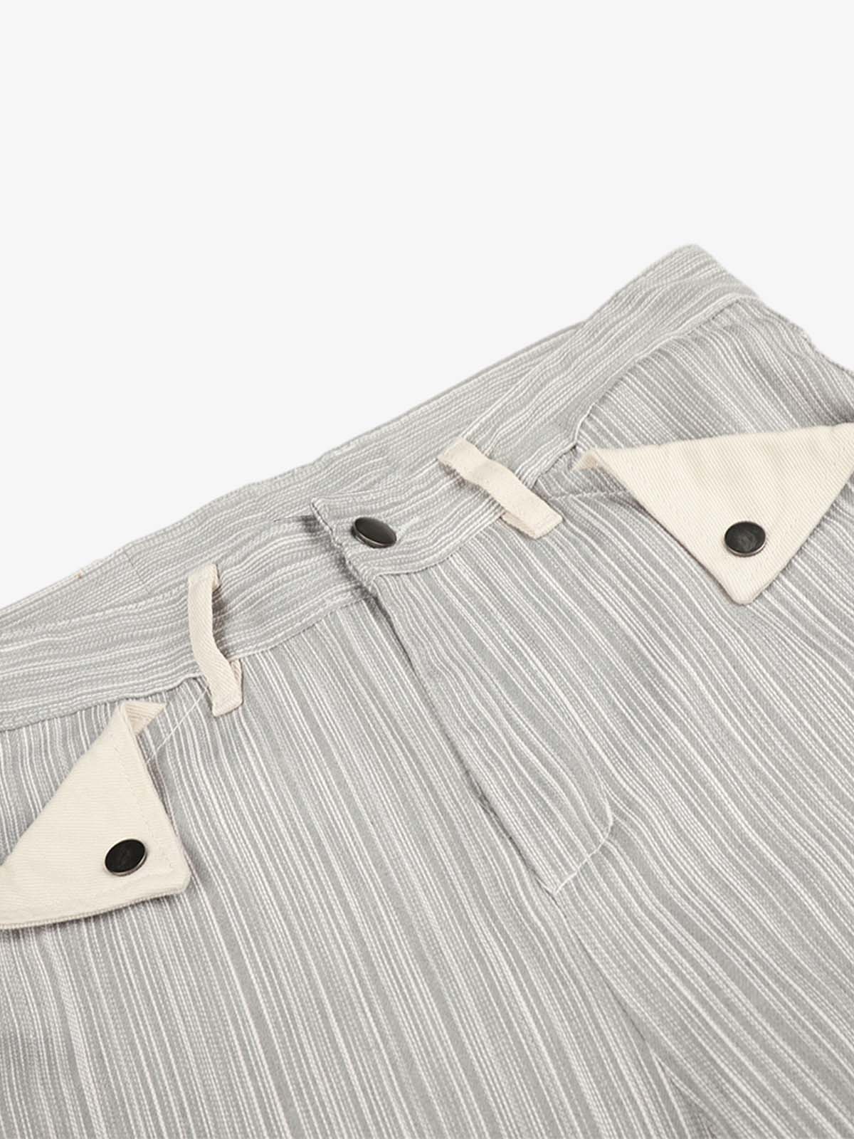 Striped Color Block Pocket Jeans; Gray / S, Gray / M, Gray / L, Gray / XL, Gray / 2XL