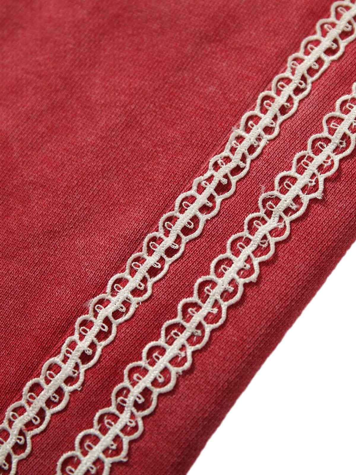 Distressed Ripped Red Culotte Jorts 