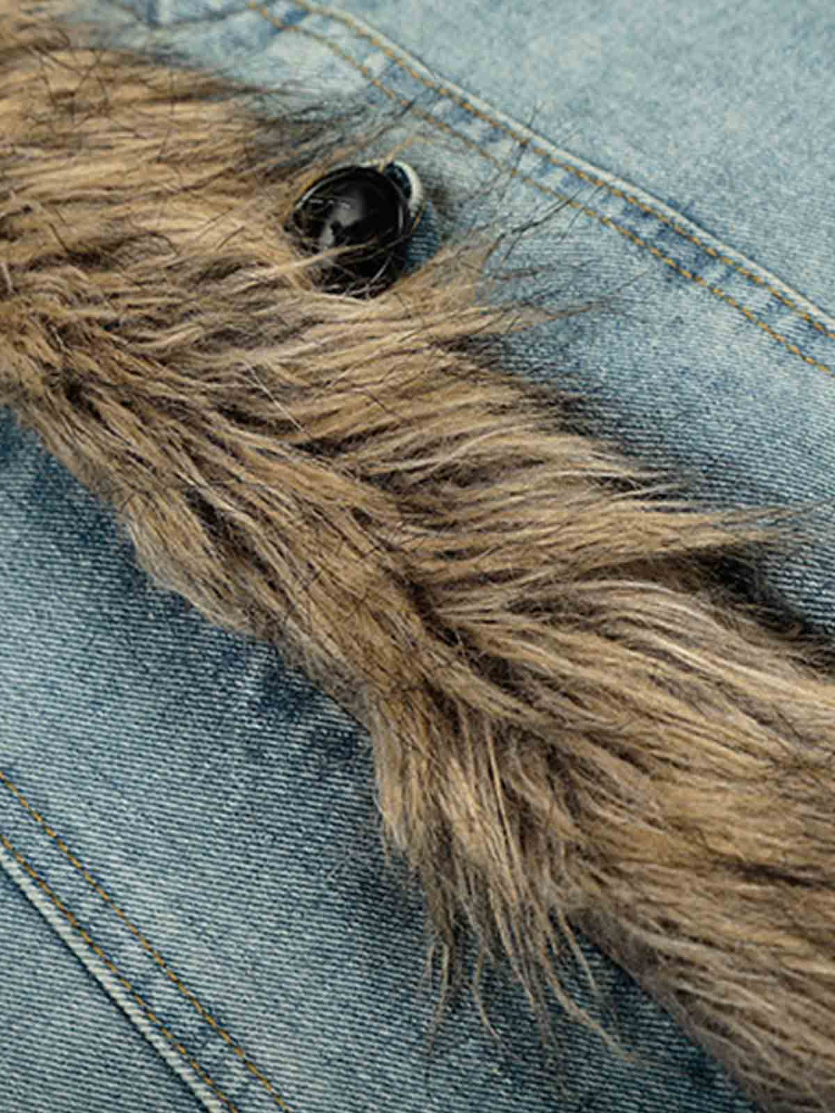 Stylish Denim Jacket with Faux Fur Trim for Men and Women - Perfect for Casual Outfits 