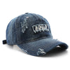 Distressed Denim Baseball Cap with Vintage 1920s Patch - Perfect for Casual and Sporty Looks 