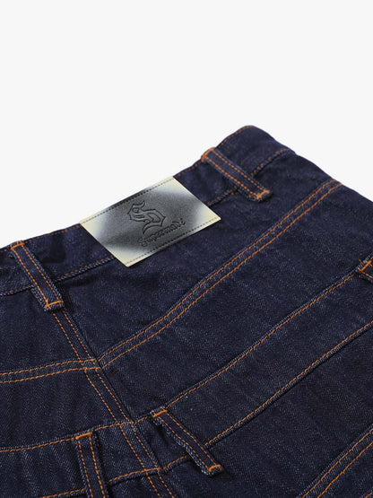 Studded Double-Waist Wide-Leg Jorts