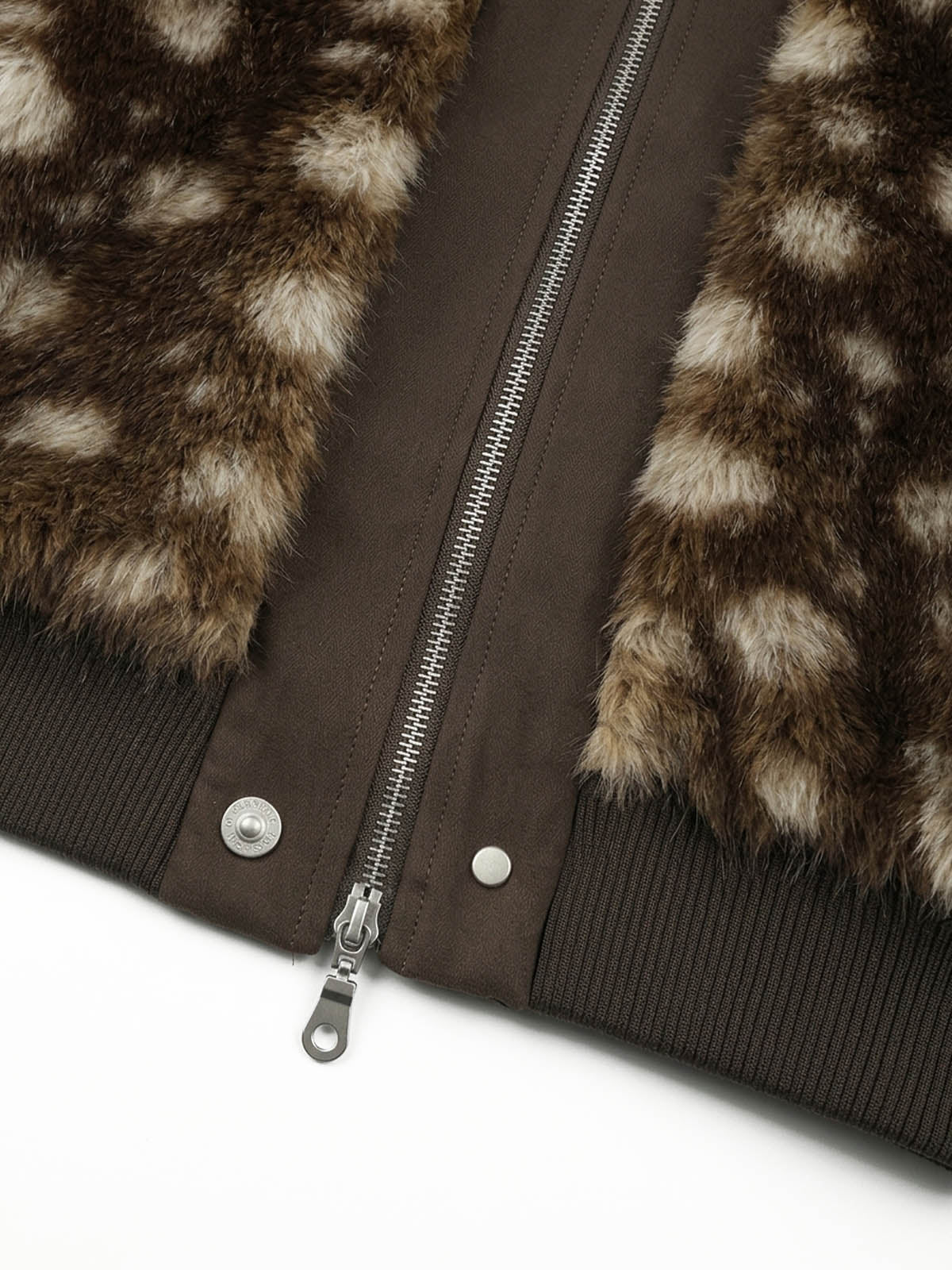 Deer Print Faux-Fur Zip Coat