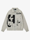 Dark Portrait Print Splatter Print Jacket