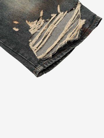 Distressed Ripped Detail Baggy Jeans