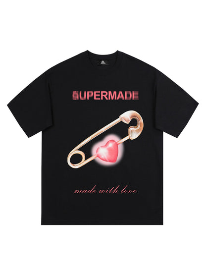 Thesupermade Street Paperclip Heart Hip Hop T-shirt 