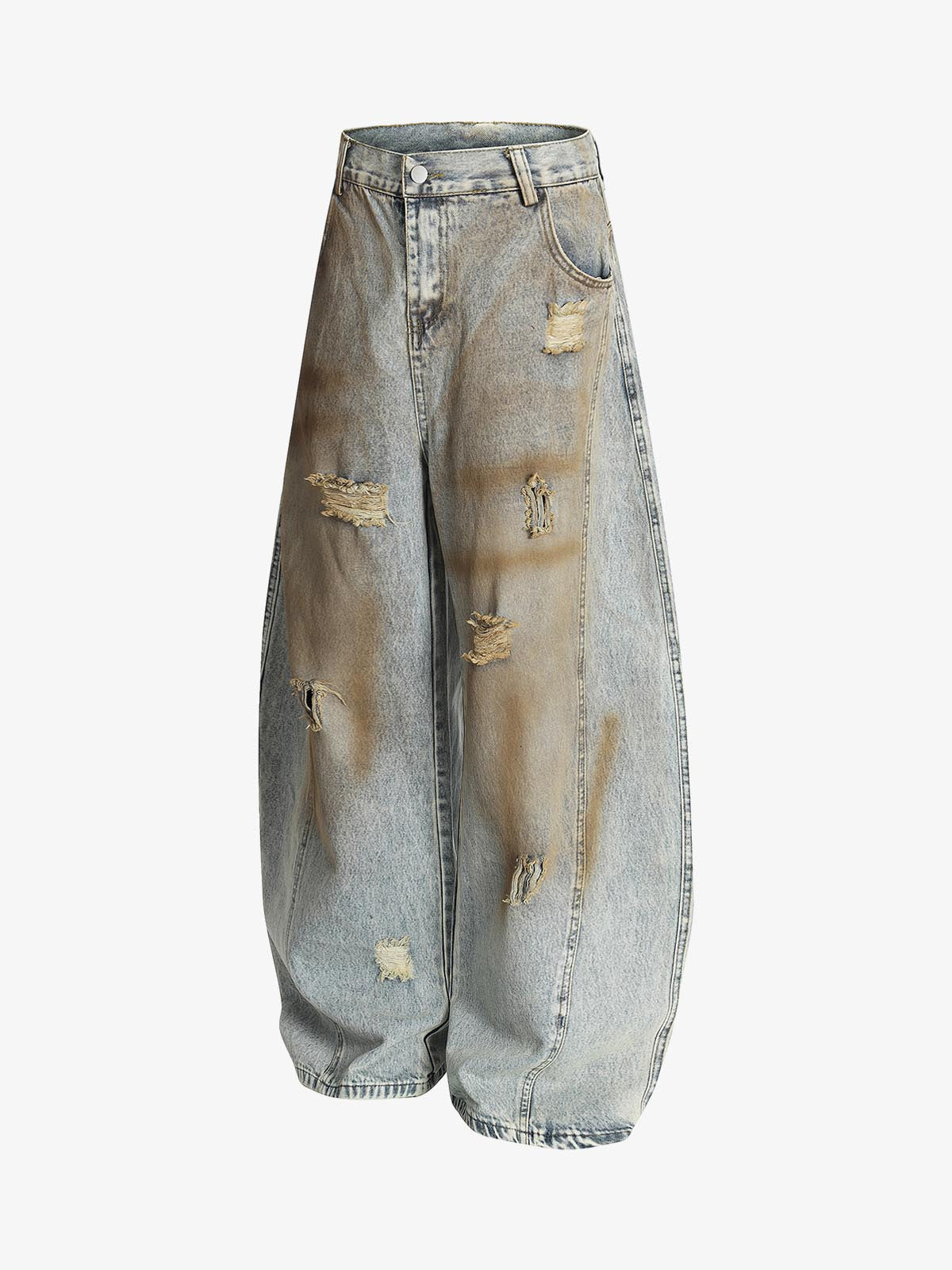 DARK FOG★Heavy duty dirty wash wide leg scimitar jeans DF7 Washed Wide Scimitar Jeans