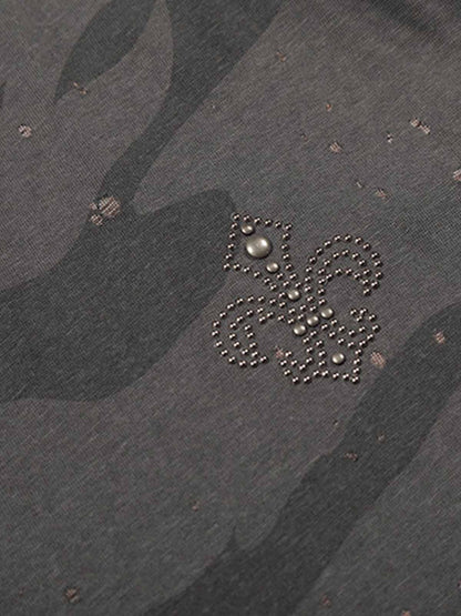 Cotton Blend Camouflage Long Sleeve Shirt with V-Neck and Embroidered Logo for Men and Women 