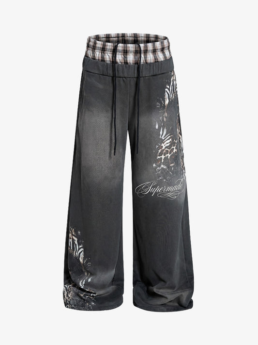 Double Waist Plaid Sweatpants