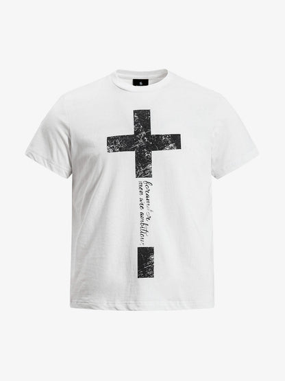 Distressed Cross Graphic T-Shirt 