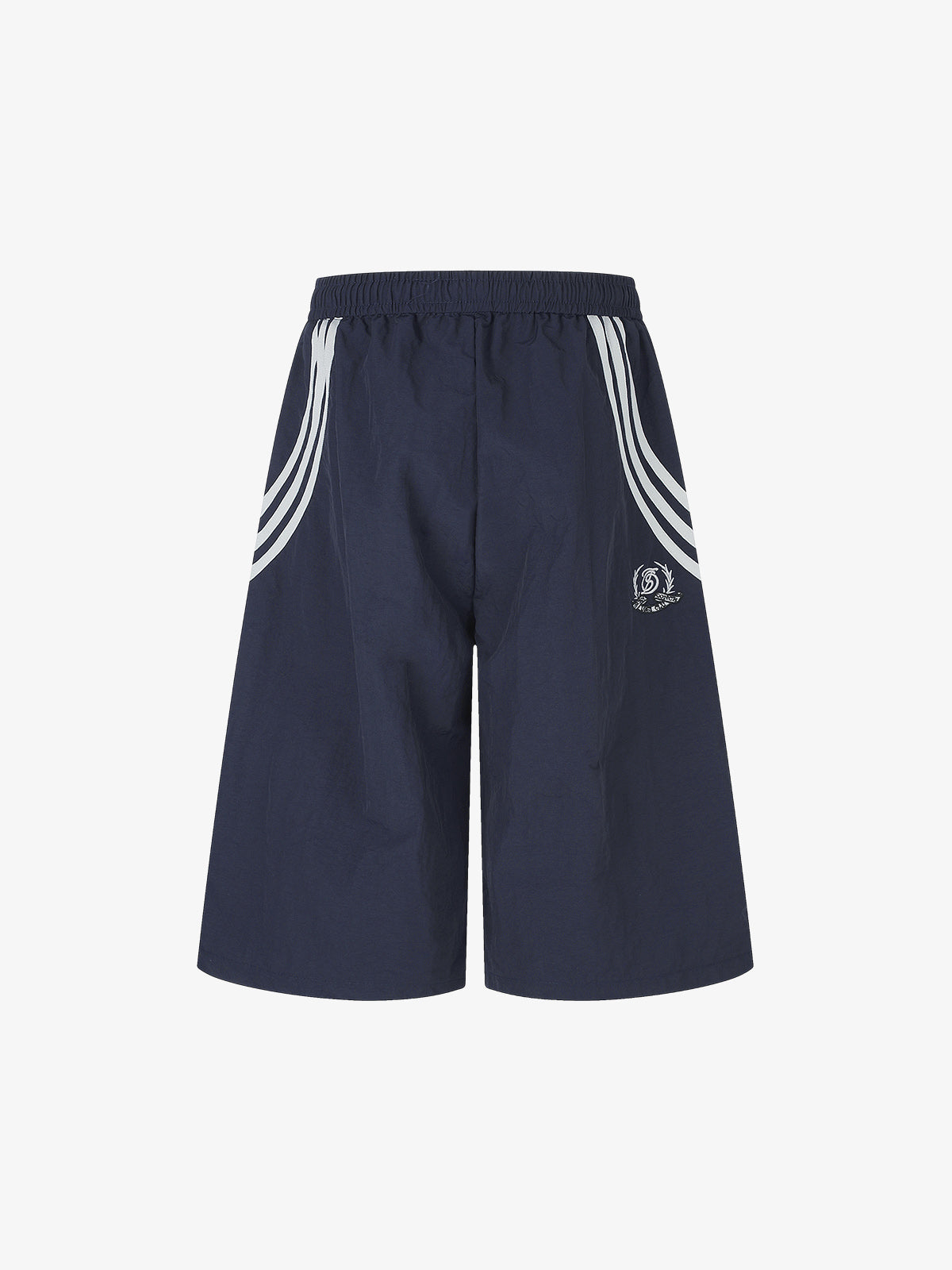 Diagonal Patchwork Drawstring Shorts