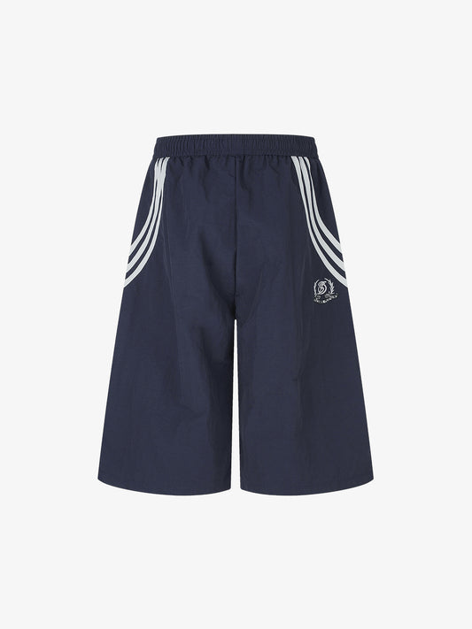 Diagonal Patchwork Drawstring Shorts
