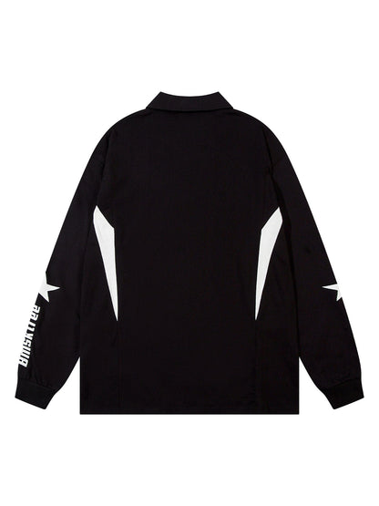 Thesupermade Star Contrast Color Long Sleeve Quarter Zipper Shirt 