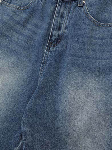 Washed Denim Wide Leg Jorts 
