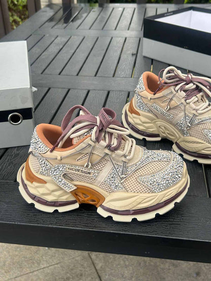 Rhinestone Color Block Sneakers