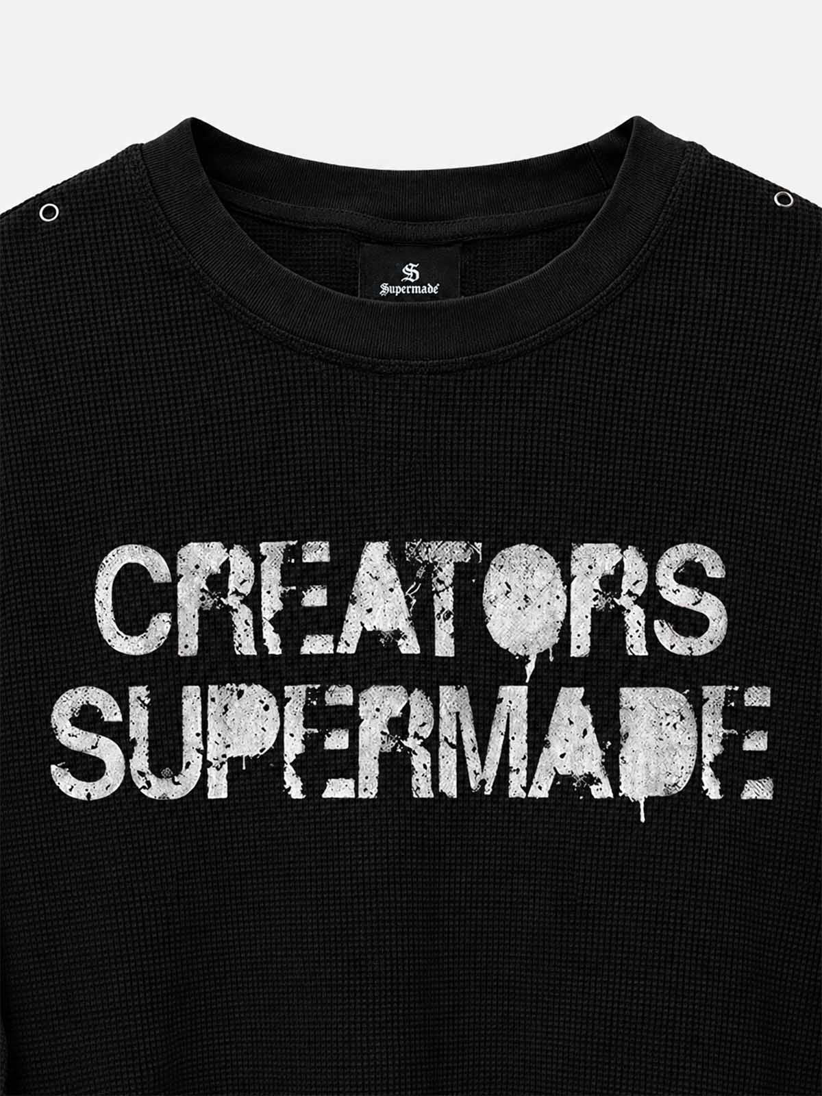 Waffelstrick-T-Shirt mit Metalldetails