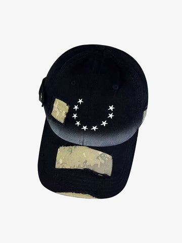 Distressed Camo Patch Embroidered Hat