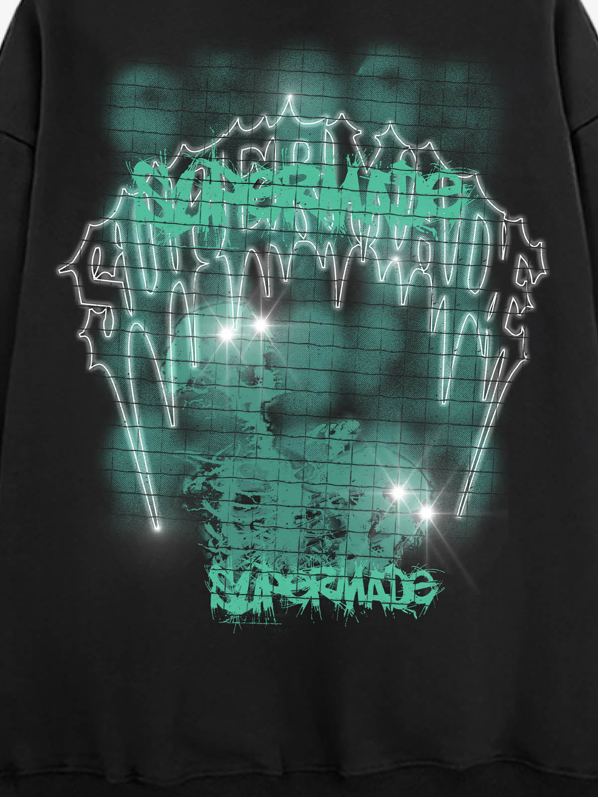 THE SUPERMADE Washed Psychedelic Graffiti Art Print Hoodie with Skull Design 