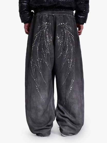 Distressed Wing Stud Baggy Sweatpants