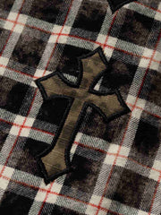 Distressed Plaid Long Sleeve Shirt