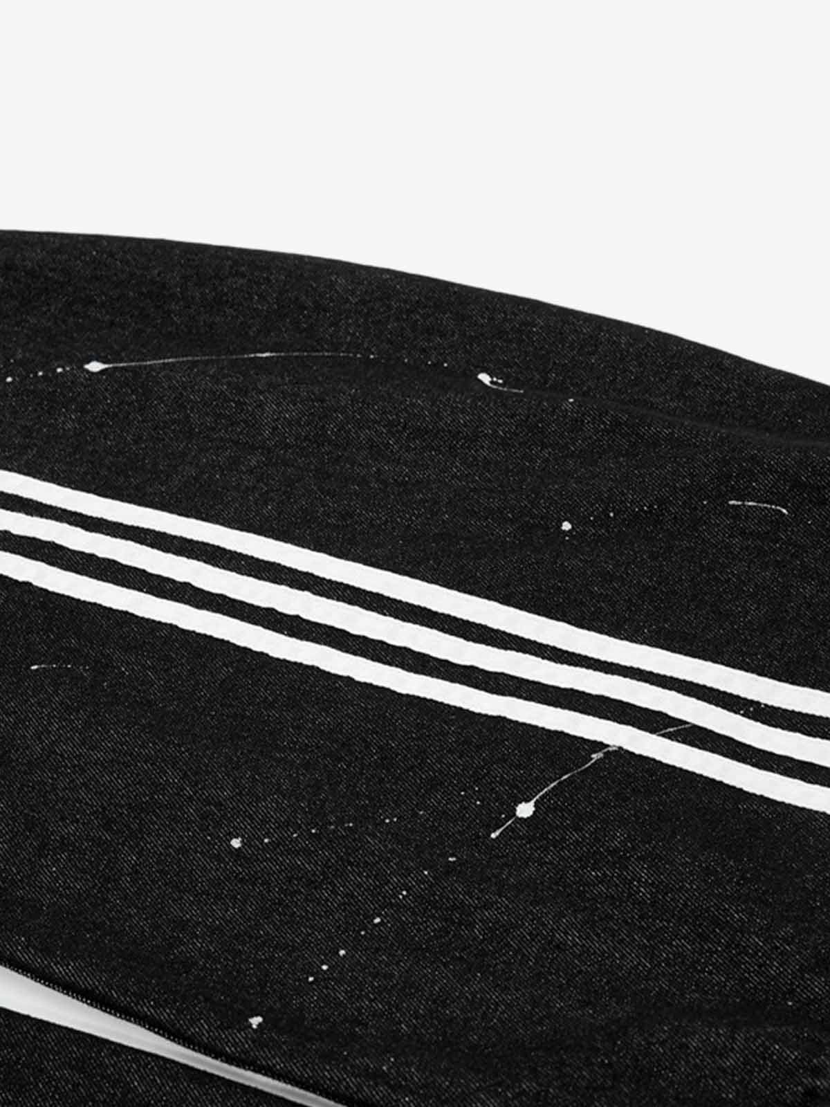 Paint Splatter Stripe Panel Barrel Jeans