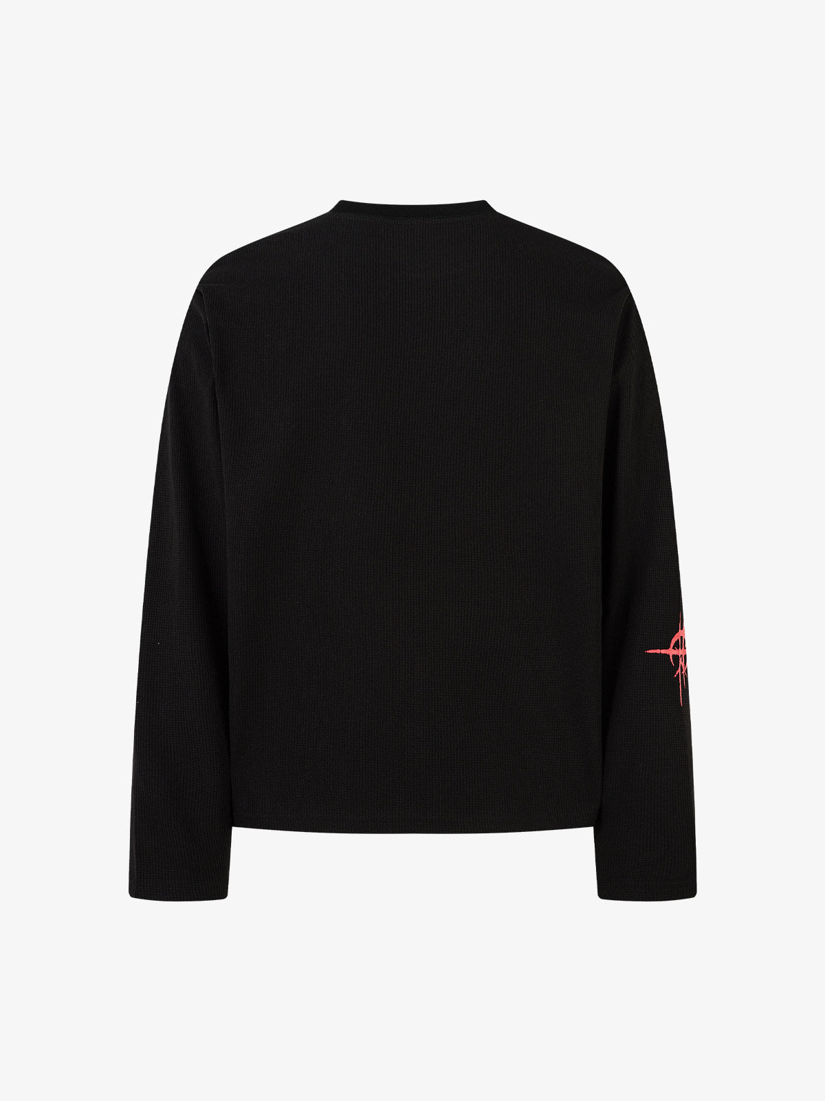Thesupermade Letter Print Waffle Long-sleeved T-shirt 