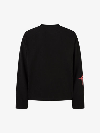 Thesupermade Letter Print Waffle Long-sleeved T-shirt 