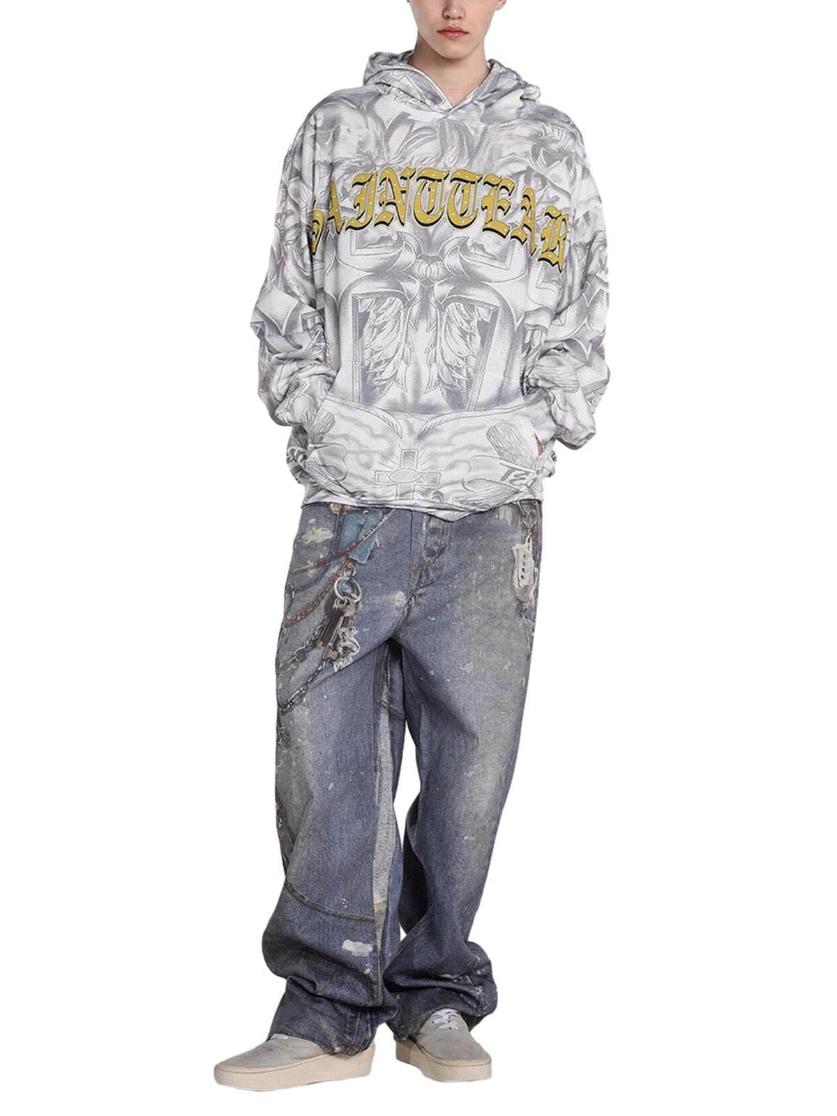 Thesupermade Street Hand-painted Zip Up Hoodie