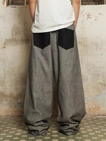 Distressed Reverse Design Large Pocket Printed Jeans - 2568 