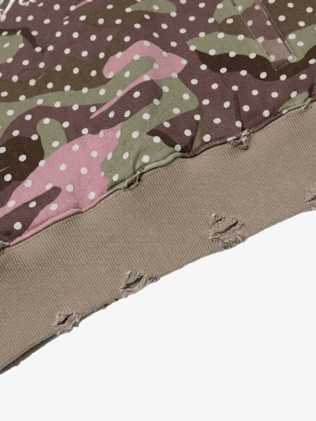 Polka Dot Camo Ripped Hoodie