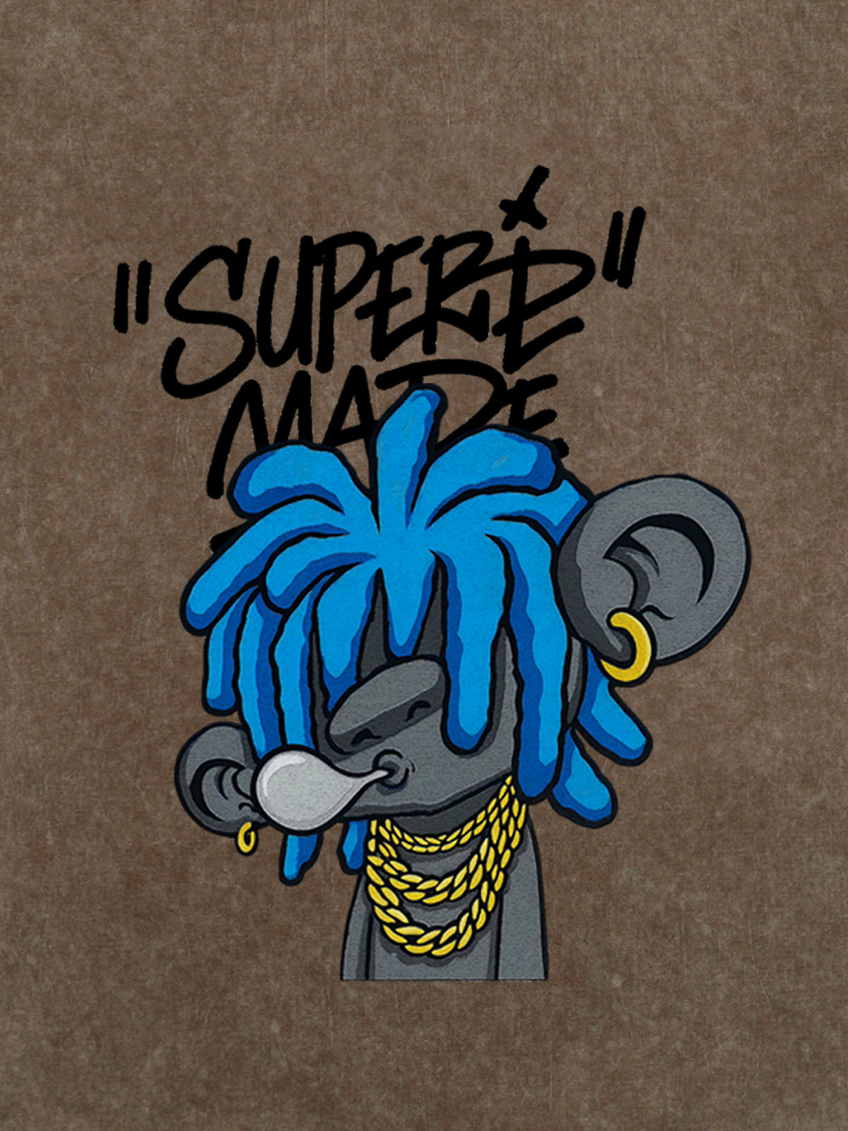 Thesupermade Graffiti Trend Blue Dreadlock Boy T-shirt 
