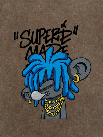 Thesupermade Graffiti Trend Blue Dreadlock Boy T-Shirt 