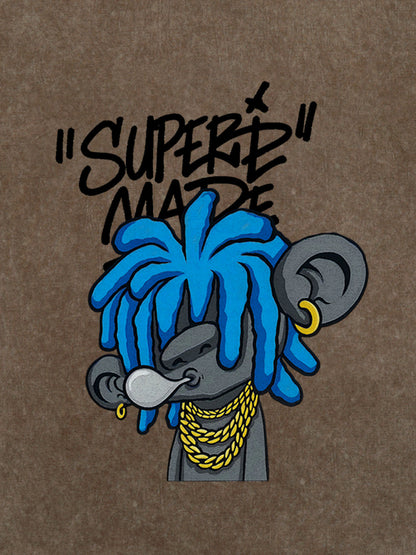 Thesupermade Graffiti Trend Blue Dreadlock Boy T-shirt 