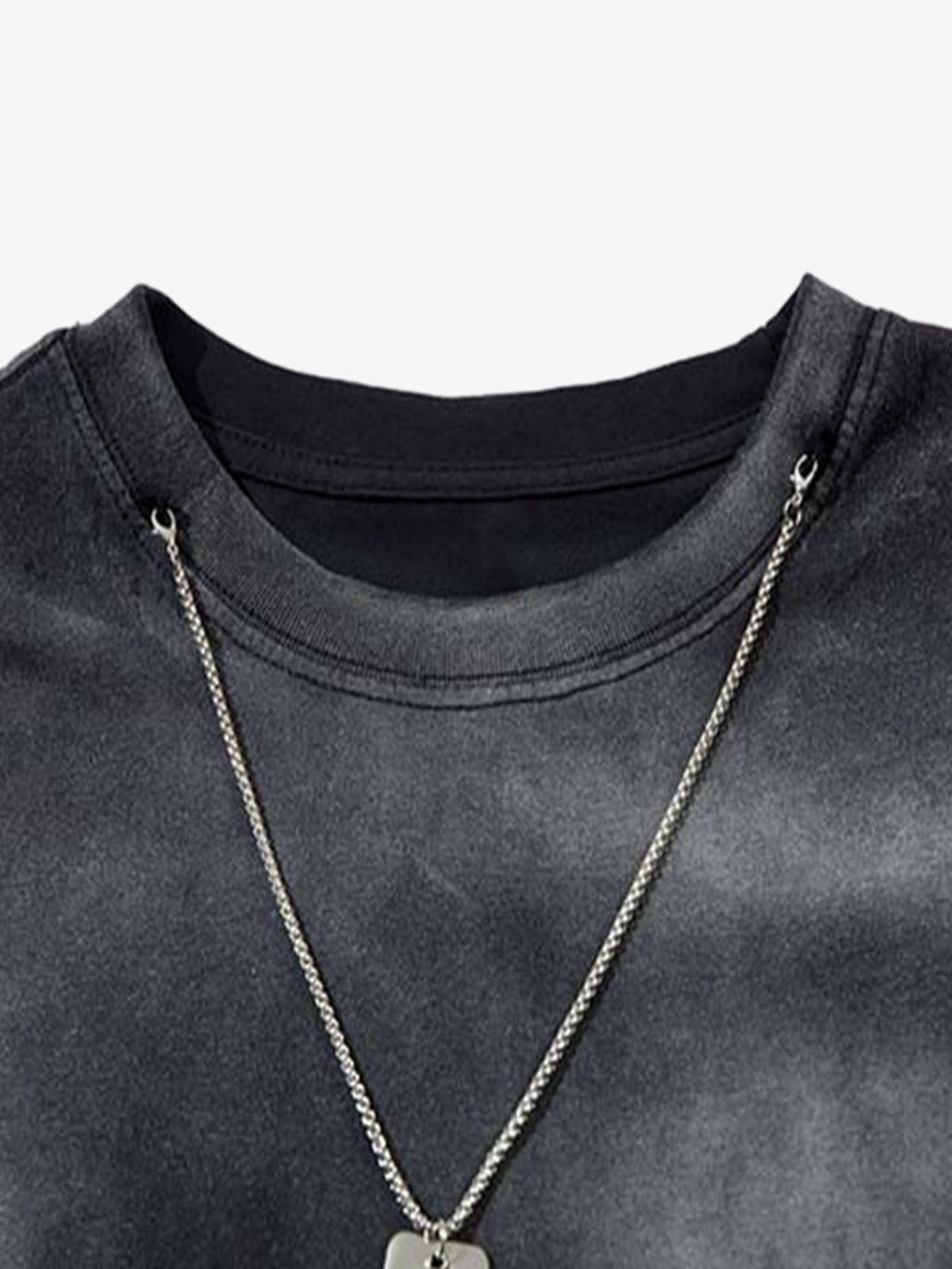 Inkjet Dirty Necklace Long-sleeved T-shirt 