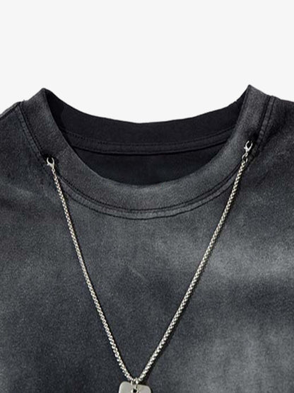Inkjet Dirty Necklace Long-sleeved T-shirt 
