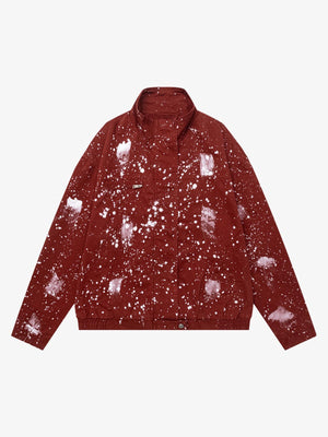Heavy-duty Spray Paint Splatter Collar Jacket