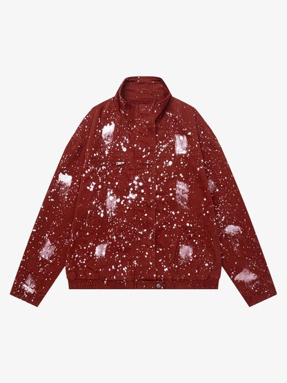 Heavy-duty Spray Paint Splatter Collar Jacket