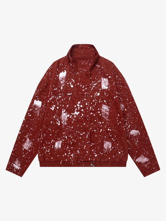 Heavy-duty Spray Paint Splatter Collar Jacket