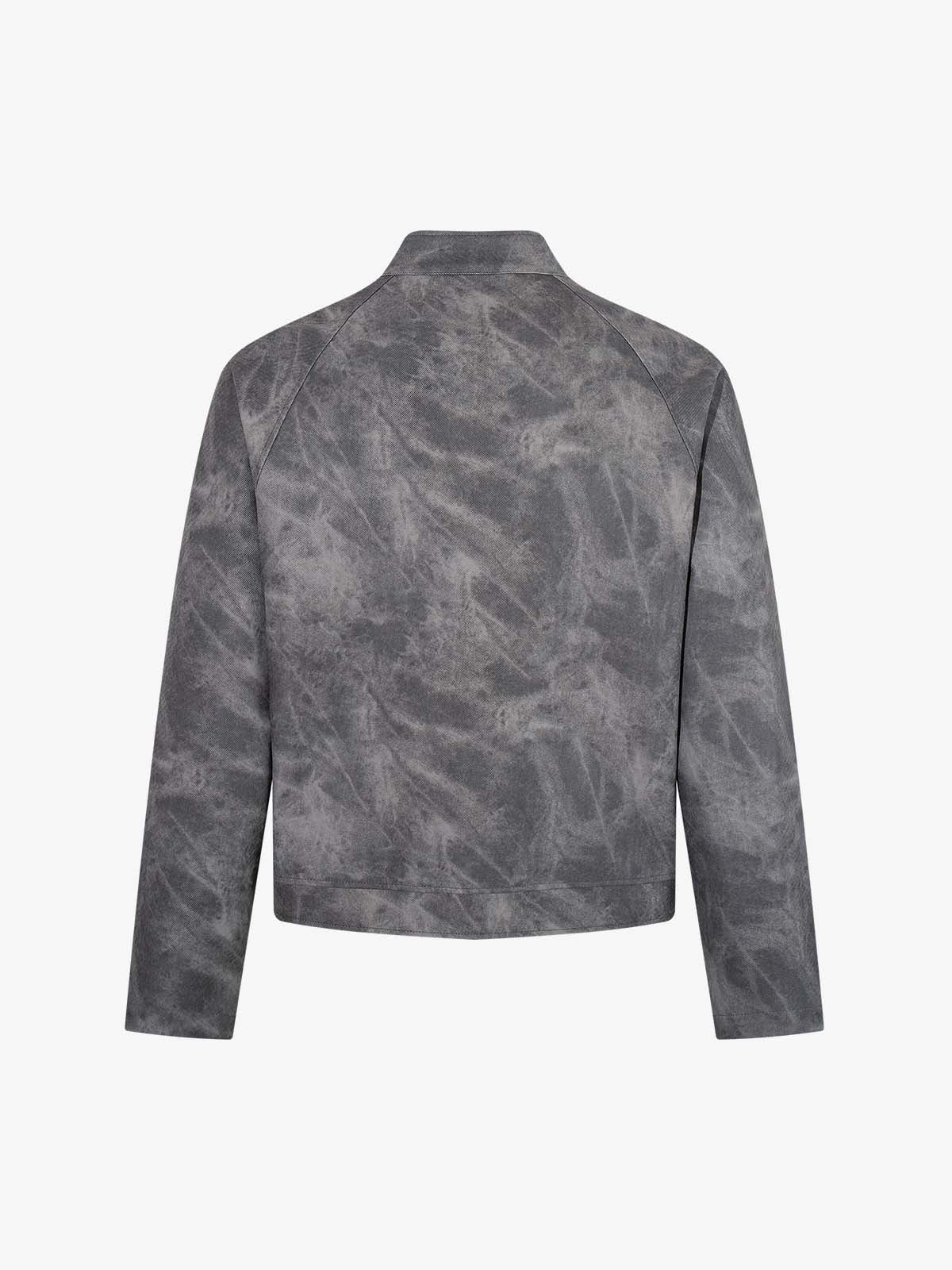 Street-style Distressed Slanted Placket PU Leather Jacket