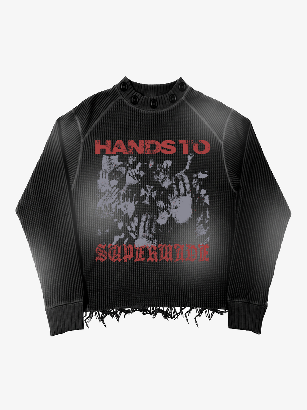 Dark Graphic Distressed Knit Sweater