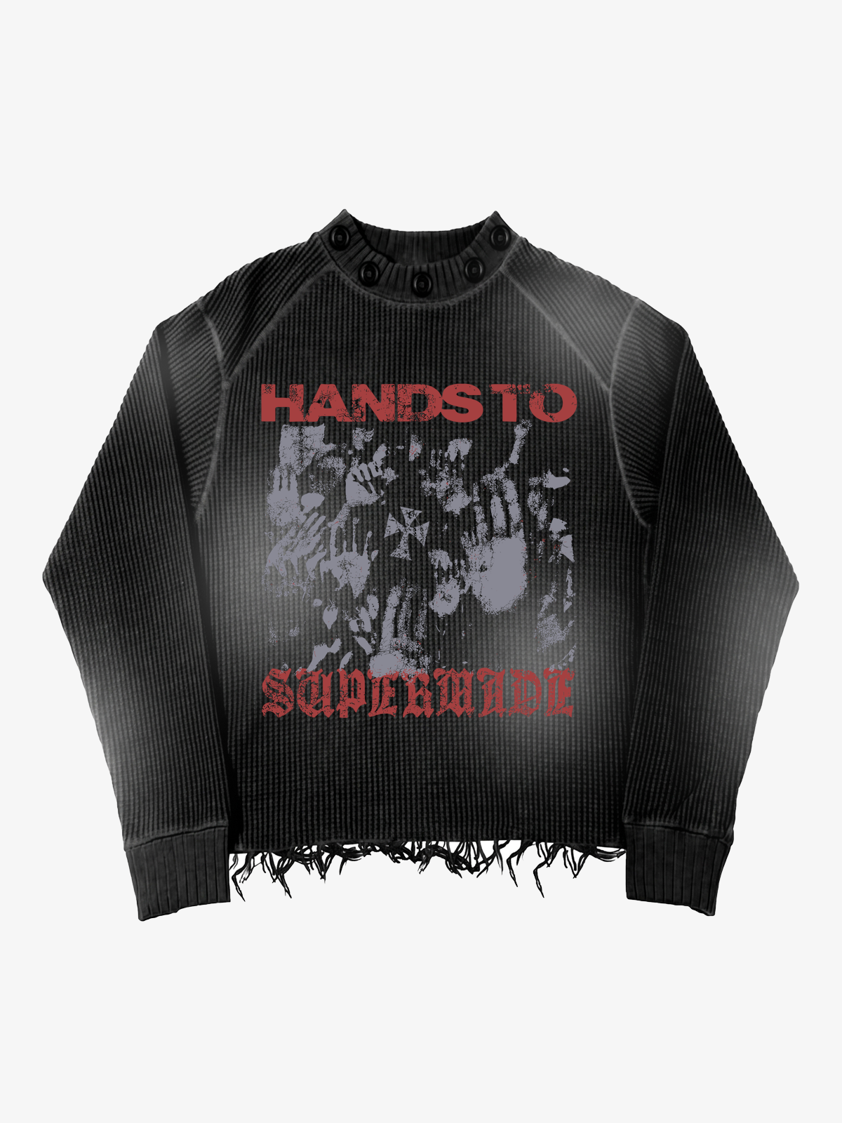 Dark Graphic Distressed Knit Sweater