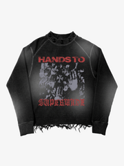 Dark Graphic Distressed Knit Sweater