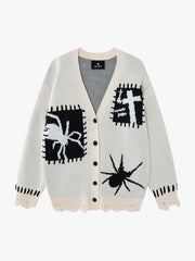 Cross Spider Jacquard Knit Sweater; Gray / M, Gray / L, Gray / XL, Gray / 2XL
