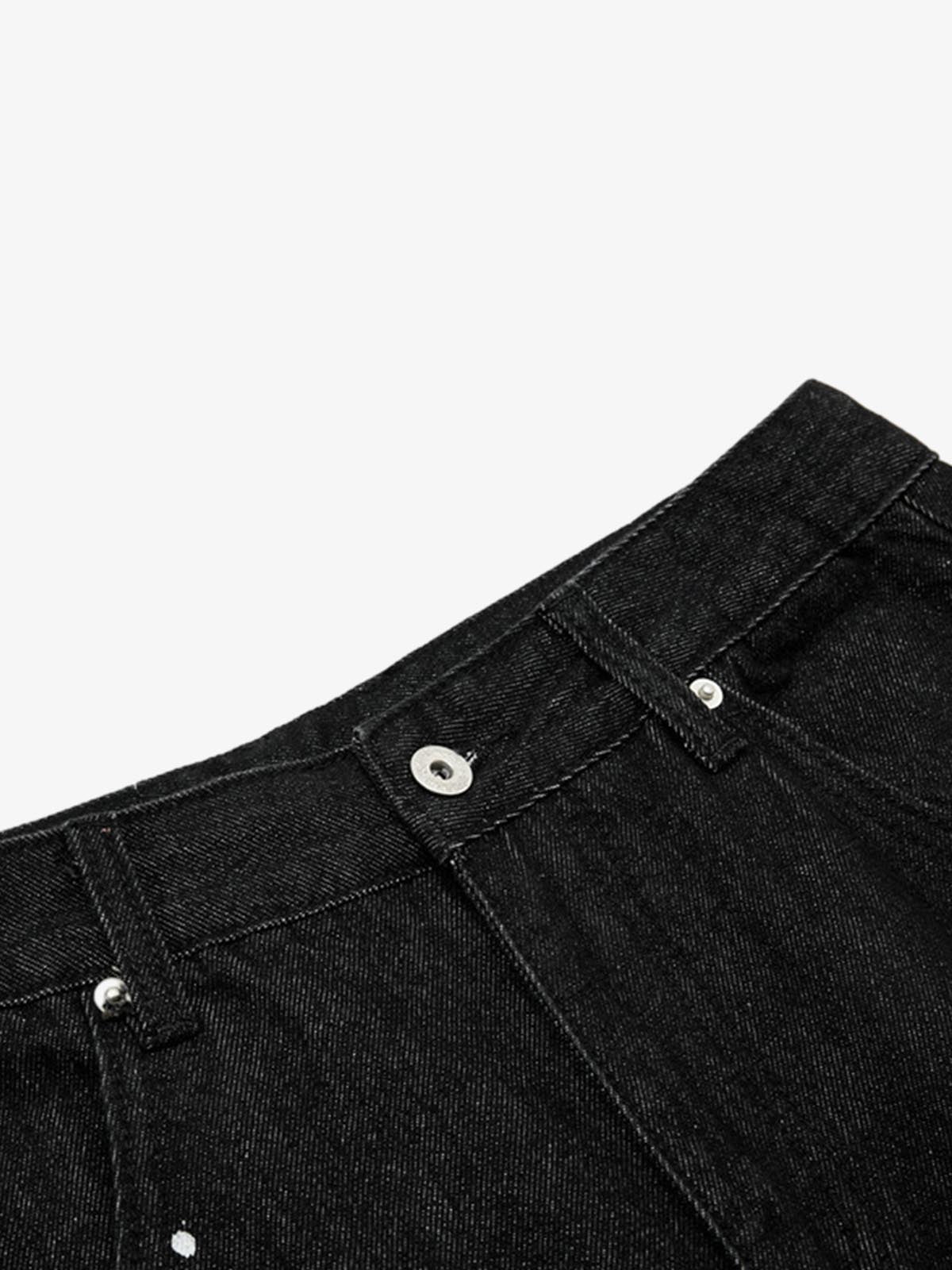 Paint Splatter Stripe Panel Barrel Jeans