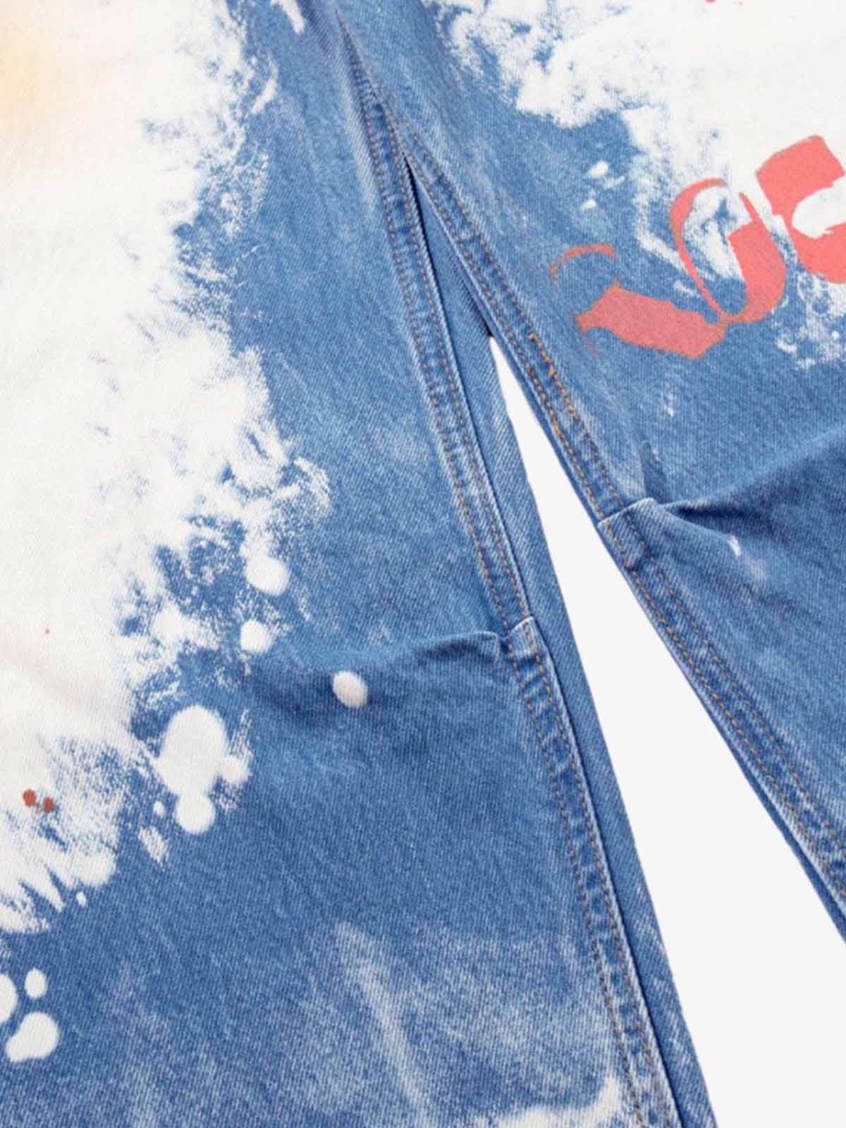 Bleached Paint Splatter Graphic Jeans 